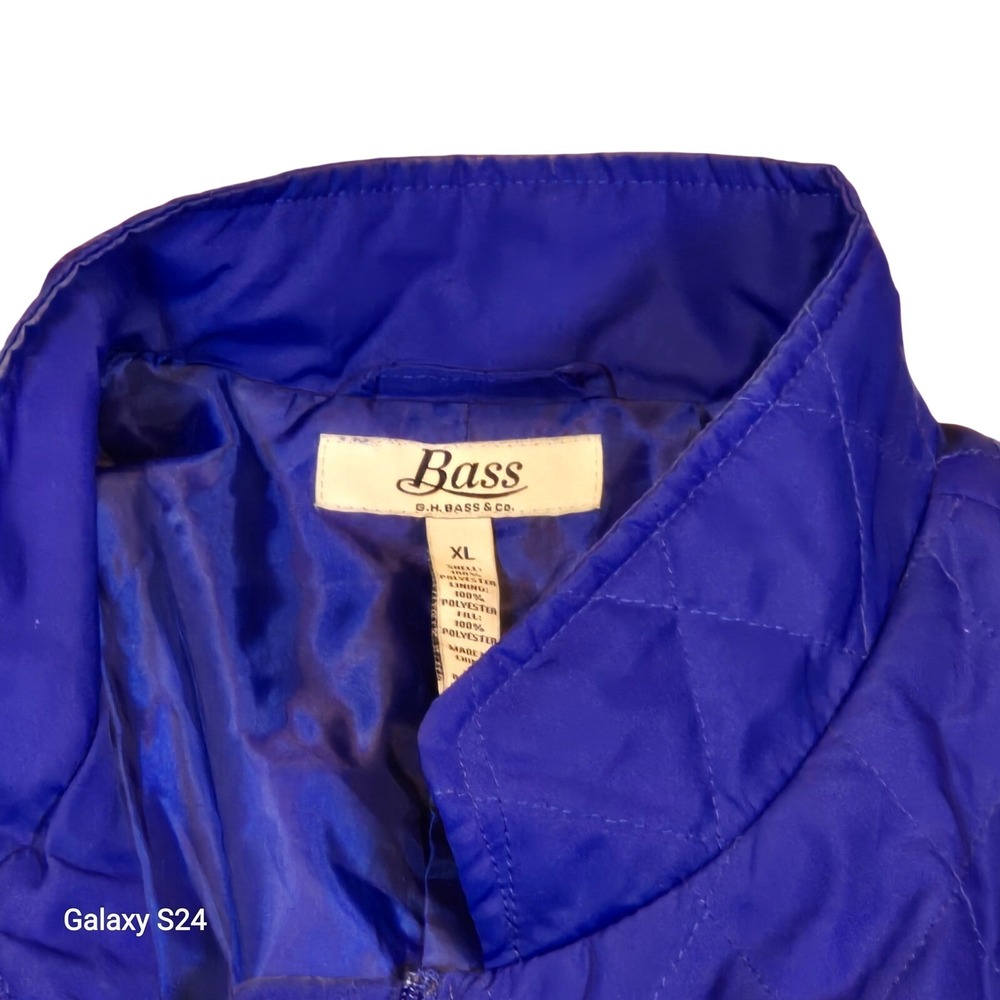 Bass Quilted Barn‎ Jacket Women's XL Full Zip Long Sleeve Blue Pockets